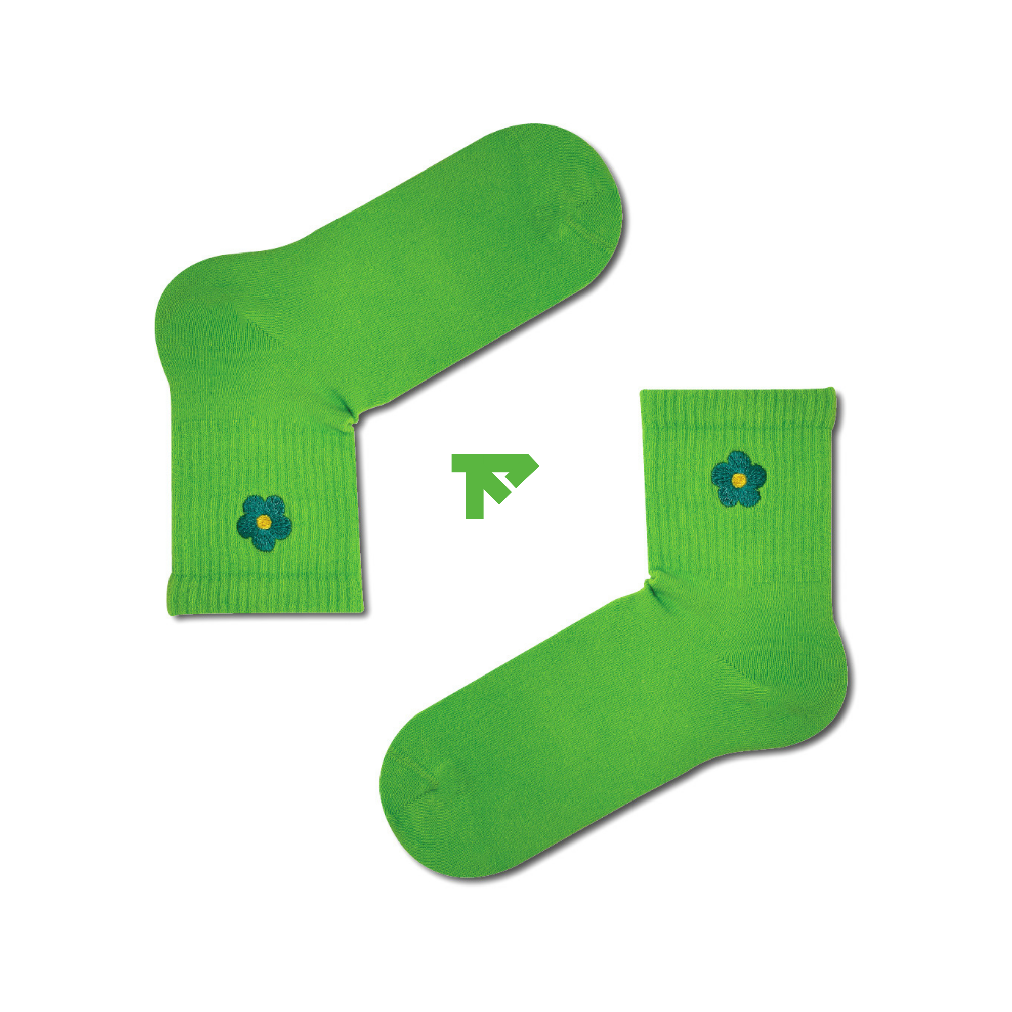 Green Flower Socks